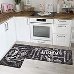 Pauwer 2 Piece Anti Fatigue Kitchen Mat Set PVC Comfort Kitchen Floor Mat Waterproof Standing Mats for Office Home Indoor Outdoor（44cm×70cm + 44cm×120cm）