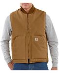 Carhartt Men's Relaxed Fit Firm Duck Insulated Rib Collar Vest, Carhartt Brown, L