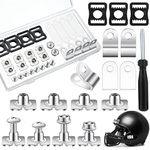 26 Pcs Football Helmet Repair Kit Football Helmet Hardware Kit Include Chin Strap Screwdriver R Shape Football Visor Clips Screws with Nuts Rubber Gaskets Helmet Buckles for Hockey Baseball Sports