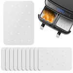 200pcs Air Fryer Paper Liners, Oil Absorbing Non-Stick Parchment Paper Perforated Parchment Paper Sheets for Ninja Foodi Dual Air Fryer, Steaming Paper for Air Fryer Steaming Basket, White