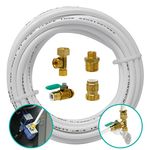 Metpure Ice Maker Fridge Installation Kit – 25' Feet Tubing for Appliance Water Line with Solid Brass Stop Tee Connection and Valve for Quick Installation, 3/8" Fittings for Potable Drinking Water