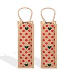 Kuber Industries (Pack of 2) Jute Bottle Bag | Bottle Carry Bags | 1 LTR | Reusable Bottle Bag with Handle | Office Bottle Bag | Wine Bottle Bag | Travel Bottle Bag | Small Dot-Print | Red