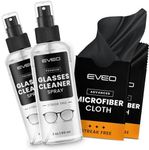 EVEO Glasses Cleaner Spray - Eyeglass Cleaner (No Streaks)| x2 Eye Glass Cleaners Spray + x2 Lens Cleaner Microfiber Cleaning Cloth, Glasses Cleaning Kit Eye Glasses Cleaner Spray & Cloth - 4oz(2ozx2)