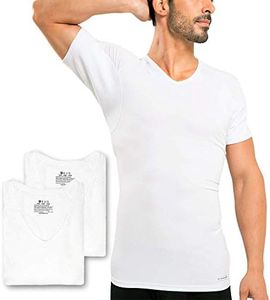 Ejis Sweat Defense Undershirt | V Neck (3-Pack) | Underarm Sweat Proof Micro Modal, White, X-Large