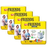 Friends Classic Adult Diaper L Size Pants | 40 Count (Large) | Waist 30-56 inch | Aloe Vera | Unisex | Quick & Even Absorption | Long Protection hours | Brief-Like Fit | Odour Lock | Leakproof | Elastic Waist & Anti-Bacterial Absorbent Core