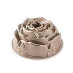 Nordic Ware Rose Cast Bundt Pan, Non-Stick Aluminium Tin with Fluted Centre for Even Baking, Premium Bakeware Made in the USA, Toffee