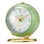 Silent Table Analog Alarm Clock No Ticking, Lighted on Demand and Battery Operated, Beep Sounds, Small Desk Clock(Green)