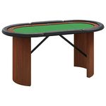 vidaXL 10-Player Poker Table Living Room Furniture Playing Card Game Desk Casino Poker Blackjack Game Card Table with Cup Holder Green
