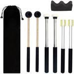 TUOREN 3Pair Steel Tongue Drum Mallet Hand Pan Sticks Percussion Instrument Accessories with Bracket, Velvet Storage Bag