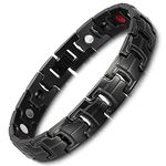 RainSo Mens Black Stainless Steel 4 Power Magnetic Bracelet 3500 Gauss with Gift Box Adjustable