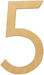 Zayookey Brass House Number Sign 2 Inch Metal Home Address Numbers Modern 3D Mailbox Numbers for Hotel Room Door Street Plaque (Door Number 5)