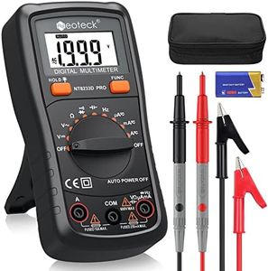 Neoteck Auto Ranging Digital Multimeter, AC/DC Voltage Tester Meter with Capacitance Frequency Resistance Continuity and Diode Test- Black