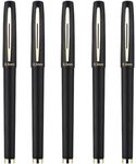 Black Ink Rollerball Pens Fine 0.5mm Ballpoint Tip (Pack of 5)