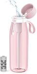 Philips GoZero Everyday Filtered Water Bottle with Philips Everyday Water Filter, BPA Free, Purify Tap Water into Tastier Healthy Drinking Water, Tritan Plastic, 36 oz, Pink