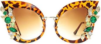 Slocyclub Halloween Glasses Jeweled Sunglasses, Funky Butterfly Shaped Oversized Rhinestone Sunglasses for Women with UV400 Protection, Colorful Fun Sunglasses