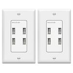 TOPGREENER 4-Port USB Outlet, 5V 5.8A, not Quick Charge compatible, for iPhone XS/MAX/XR/X/8/7/6s, iPad, LG, HTC and more, Compatible Samsung Galaxy S9/S8/S7/S6, Note9/8/7 and more, TU458A, 2 Pack