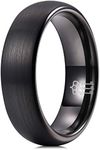 Three Keys Jewelry Mens Womens Rings Unique Black Tungsten Carbide for Man Brushed Ring 6mm Wedding Band Gifts Bands Rings for Men Women Size 6, 6, Tungsten, No Gemstone