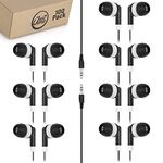 Bulk Earbuds 100x Pack | Basic Earbuds, Dot Headphones, Black in-Ear Earbuds, Disposable Headphones, 3.5 MM Audio Jack Stereo Earphones for Schools, Kids, Classrooms & Libraries