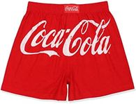 Coca-Cola Mens Novelty Button Fly Cotton Boxer Lounge Shorts Underwear (XX-Large, Red)