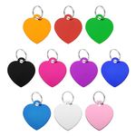 uxcell Pet ID Tags, Metal Engraving Tags, Heart-Shape Dog ID Tag, 10 Color Blank Tags with Key Rings for Pet Dog Cat, Stamping Pendant Decoration, 10 Pack