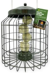 Garden Locker Squirrel Proof Suet Feeder – Large Metal Cage Bird Feeder, Weather-Resistant 41 cm Hanging Height x 24 cm