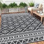 Enyhom Indoor Outdoor Area Rug 150 x 210 cm, Reversible Plastic Straw Woven Rug, Outdoor Camping Rugs, RV Patio Mat, Floor Area Carpet Rug for Balcony Apartment,Backyard, Deck, Beach, Trailer