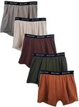 Bolter Men’s 5-Pack Cotton Stretch Boxers Shorts (X-Large, Earth)