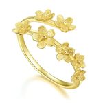 Rihi By P.C.Chandra 925 Sterling Silver Gold Plated Forget-me Not Flower Adjustable Ring for Women & Girls (Gold Plated)