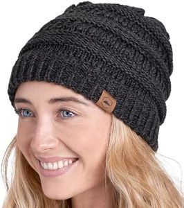 Tough Headwear Womens Winter Hat - Warm Chunky Cable Knit Beanies - Winter Beanie Hats for Women Cold Weather - Beanies Women Black Gray