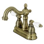 Kingston Brass KB1603PL Heritage 4" Centerset Lavatory Faucet with Porcelain Lever Handle, Vintage Brass