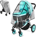 Stroller Rain Cover & Stroller Mosquito Net,Universal Travel Weather Shield,Waterproof,Windproof,Breathable,Rain Cover for Stroller,Clear(2-Piece Set)