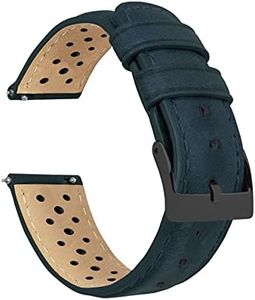 BARTON WATCH BANDS, 22mm Navy - Racing Horween Leather Gunmetal Buckle Watch Bands - Quick Release - Choose Strap Color & Width