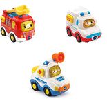 Vtech 80-242104 TUT TUT Baby Speedster, Set of 3 Emergency Vehicles (Fire Engine, Ambulance, Police), Baby Cars, Multi-Coloured