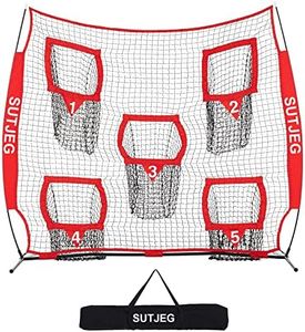 SUTJEG 7x7 Football Throwing Net | Great for Quarterback Training Throwing Target Practice. Each Portable Football Target Net Has 5 Throwing Targets and Includes Carry Bag