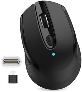 Wireless Computer Mouse, Type C 2.4G Silent Cordless Mouse for Laptop, Mouse with 6 Buttons and 3 Adjustable DPI for Laptop, Deskbtop, MacBook, PC