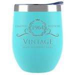 60th Birthday Gifts for Women - 1964 12 oz Mint Stemless Wine Tumbler - 60th Birthday Decorations for Women - Birthday Gifts for 60 Year Old Women Mom - Funny 60th Birthday Idea Presents for Women