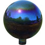 Sunnydaze Gazing Globe Glass Mirror Ball, 10 Inch, Stainless Steel Rainbow