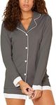 Cosabella Women's Bella Long Sleeve Top Boxer PJ Set, Anthracite/Ivory, X-Small