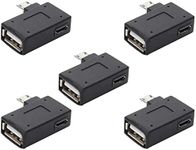 5 Pack Micro USB OTG Adapter, tunghey 2-in-1 Powered Micro USB to USB OTG Adapter 90 Degree Right Angled for Fire-Stick, S/NES Classic Mini, Se-ga Ge-nesis and More