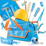 Hi-Spec 18 Piece Kids Blue Tool Kit Set & Bag. Real Metal DIY Hand Tools for Children & Beginners