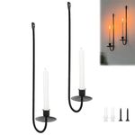 Wall Candle Sconces Set of 2, Handcrafted Wall-Mounted Iron Candle Holder Set for Living Room Farmhouse Fireplace Wedding