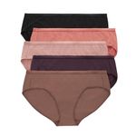 Hanes Women's Hipster Underwear Pack, Breathable Mesh Panties, 5-pack, Tan/Purple/Pink/Coral/Black, 14