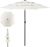 SFAREST 3M Garden Parasol, 3-Tier Patio Umbrella with Winding Crank & Tilt Function, Double-Vented Canopy Sun Shade for Beach Market Poolside (Beige)