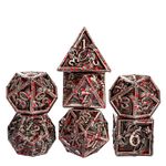 CRITALLIC Metal Dice Set D&D, 7PCS Bloodstained Metal D and D Dice for Dungeons and Dragons Role Playing Games MTG Table Games