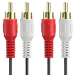 Fosmon 2RCA Male to 2RCA Male Cable (1.8M/6FT), RCA Composite Stereo Audio Cable Cord [Right/Left] 2 RCA Plug M/M Connector Red & White for A/V Reciever, Amplifier, Projector, Home Theater