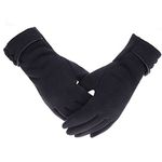 Woogwin Womens Lady Winter Warm Gloves Touch Screen Phone Windproof Lined Thick Gloves (Black)