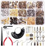 Swpeet 1466Pcs Jewelry Making Supplies Kit with Jewelry Making Tools, 40 Styles Jewelry Findings, with Jewelry Pliers and Ring Sizer Measuring Tools Jump Rings for Jewelry Bracket Necklace Making