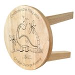 Laser Engraved Customised Wooden Dinosaur Stool for Childs Nursery