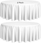 Wealuxe Round Table Cloths (White, 90 Inch Round)