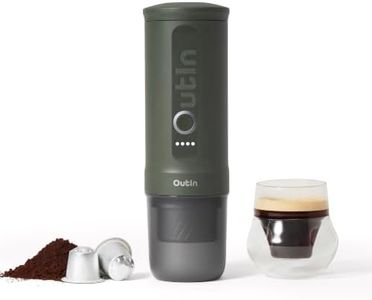 OutIn Nano 2 Portable Electric Espresso Machine, Travel Coffee Maker | Fast Self-Heating, 45W USB-C Fast Charging for Ground Coffee & NS Capsules, for Camping, RV, Hiking & Office, Forest Green